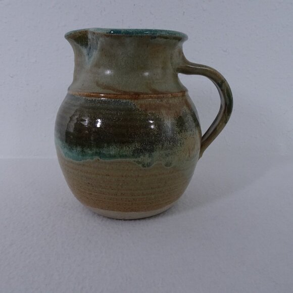 Vintage Pottery Pitcher Handmade Signed Hartman 7.5" Tall Artisan Studio Glazed - Picture 3 of 12